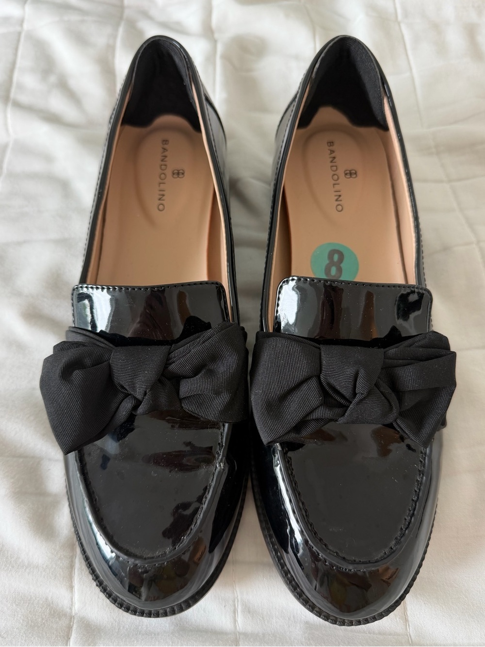 Bandolino Black Patent Bow Slip-On Loafers